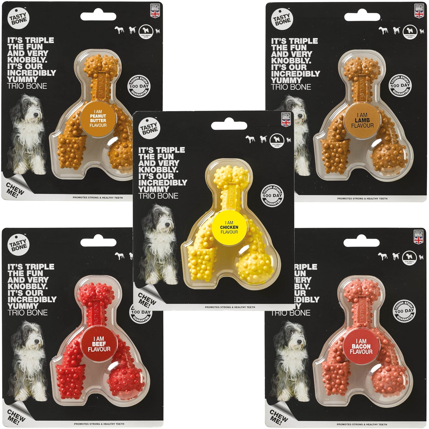 TastyBone TRIO Tough Nylon Dog Chews for Small Dogs 5 Flavours