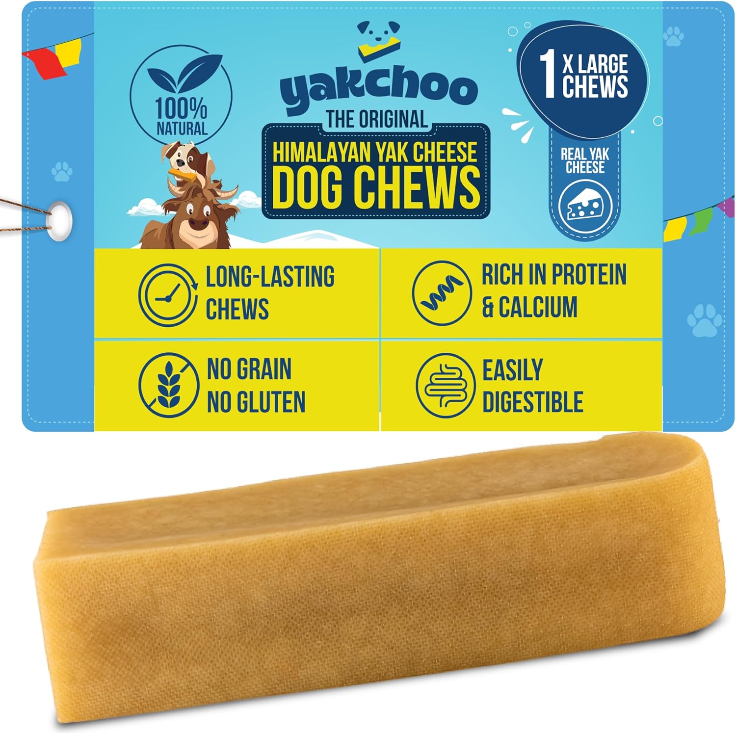 Yakchoo Himalayan Yak Cheese Dog Chews – X-Large 150g - 1 or 2 Pack Options