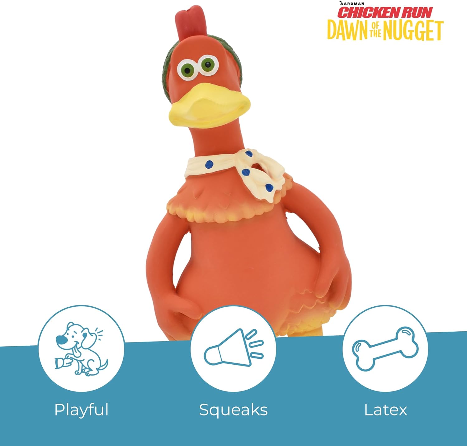 Multipet Chicken Run Ginger Latex Dog Toy | Durable Squeaky Rubber Toy