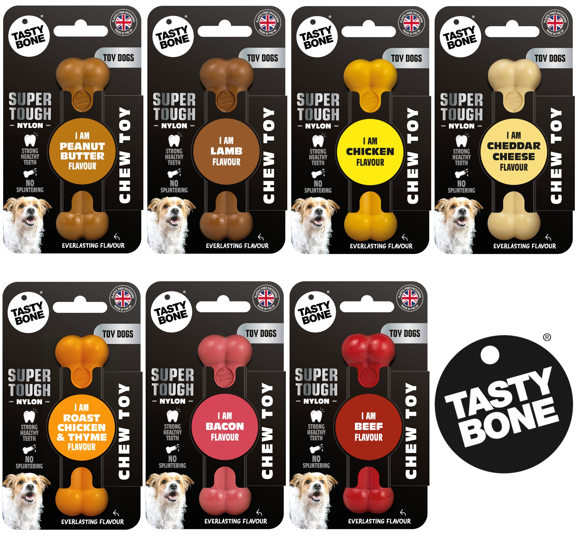 TastyBone Super Tough Nylon Dog Chews for Toy Dogs 7 Flavours