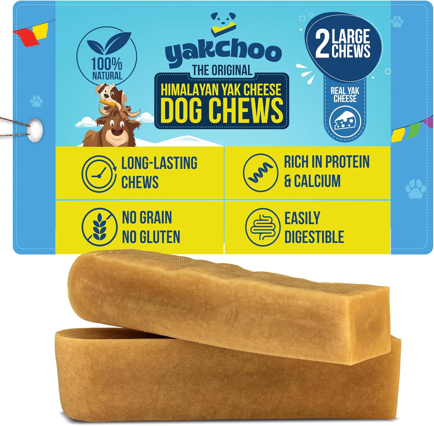 Yakchoo Himalayan Yak Cheese Dog Chews – Large 130g - 2 or 3 Pack Options