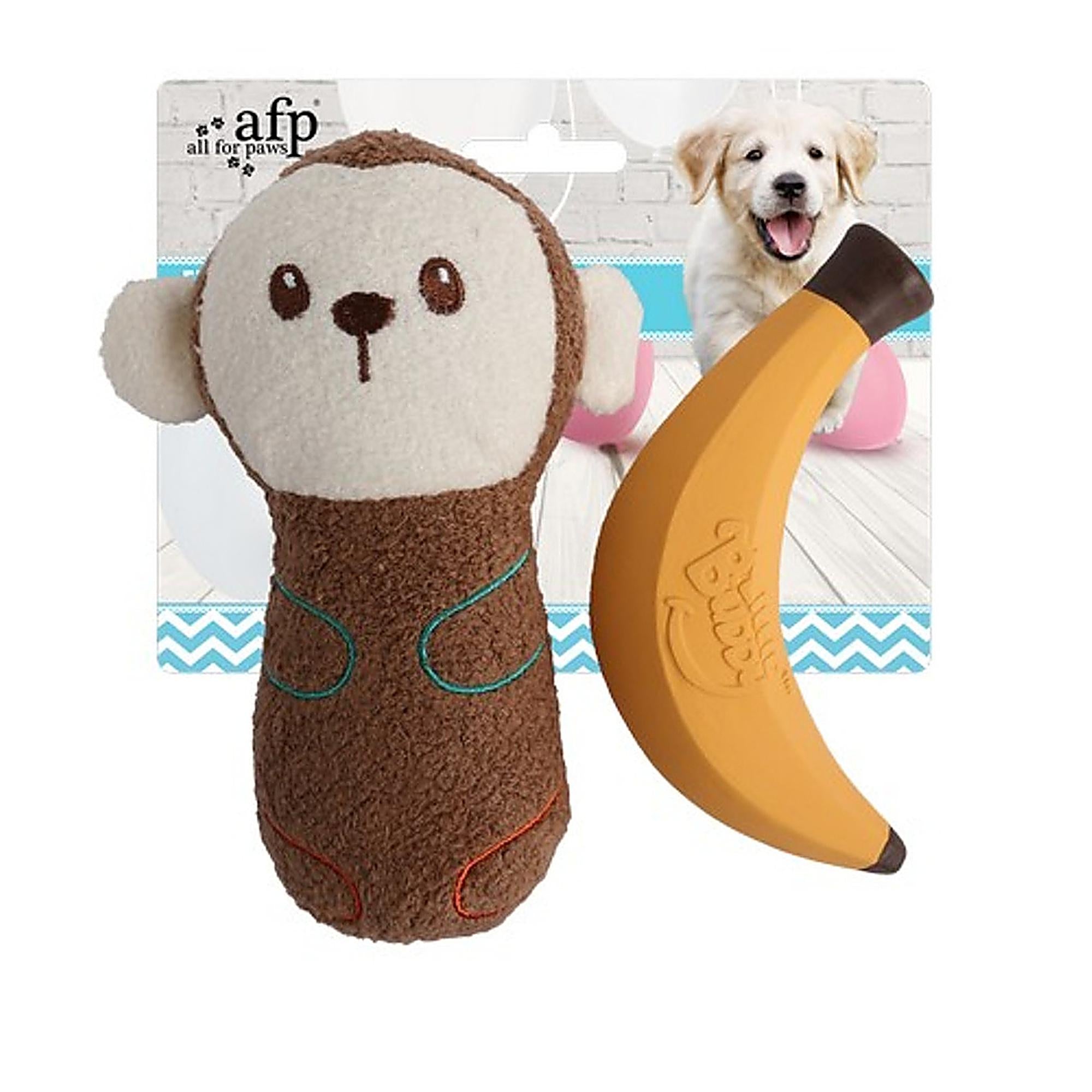 All for Paws Little Buddy Happy Monkey Puppy Toys 2pk