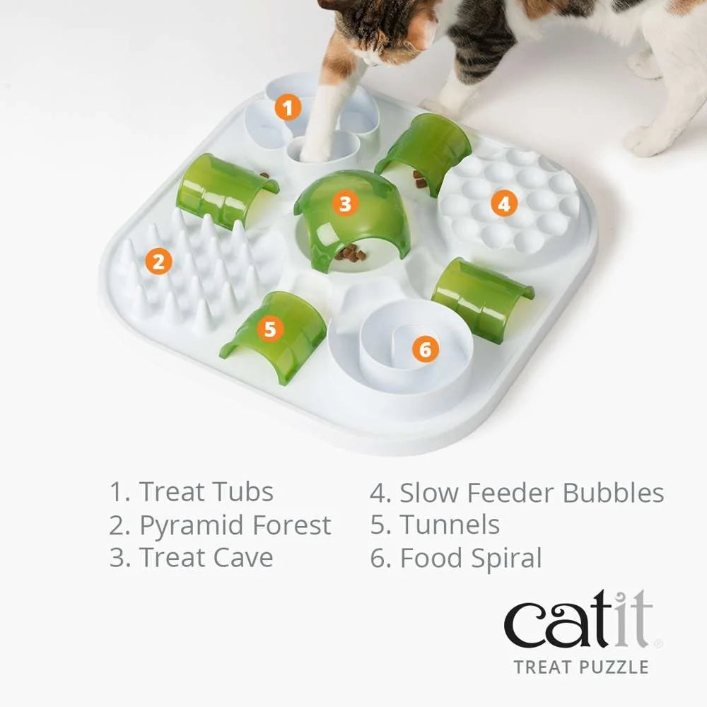 Catit Play Treat Puzzle – Interactive Cat Slow Feeder with 6 Activities