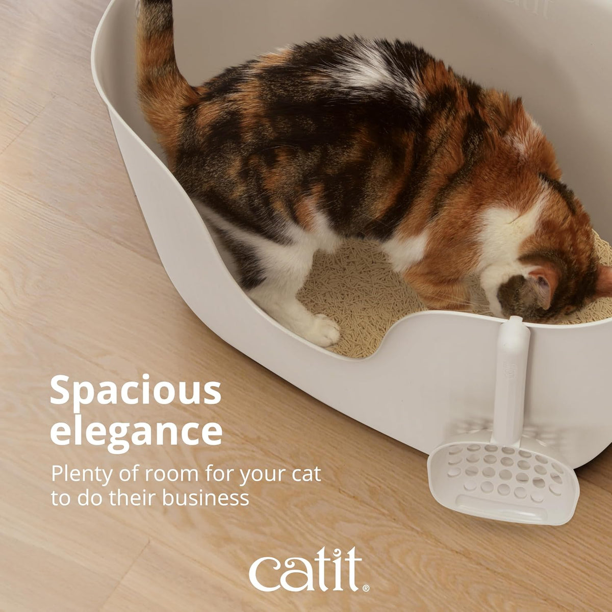 Catit Loo Large Cat Litter Box with Scoop – White