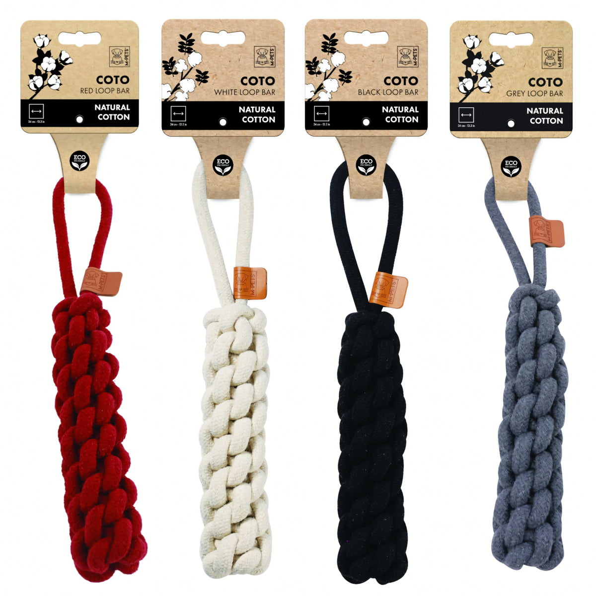 M-PETS Coto Loop Bar Natural Cotton Rope Dog Toy – 34cm