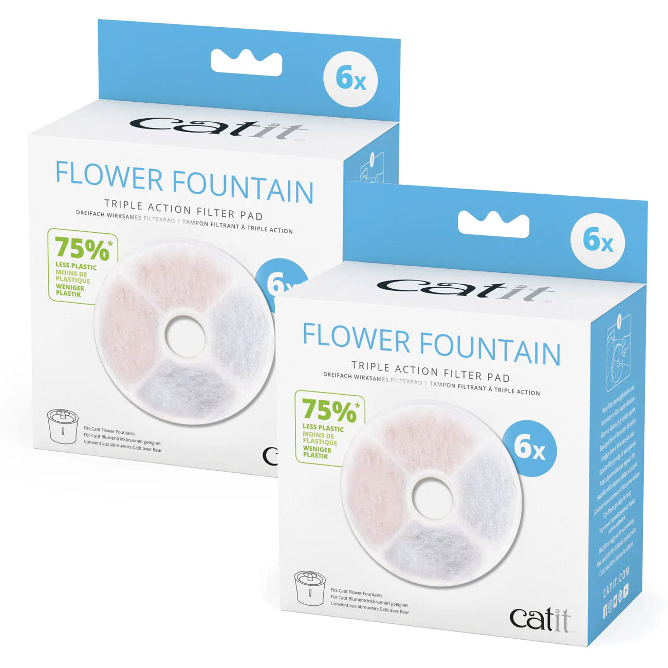 Catit Frameless Triple Action Fountain Filter Pads (Pack of 12)
