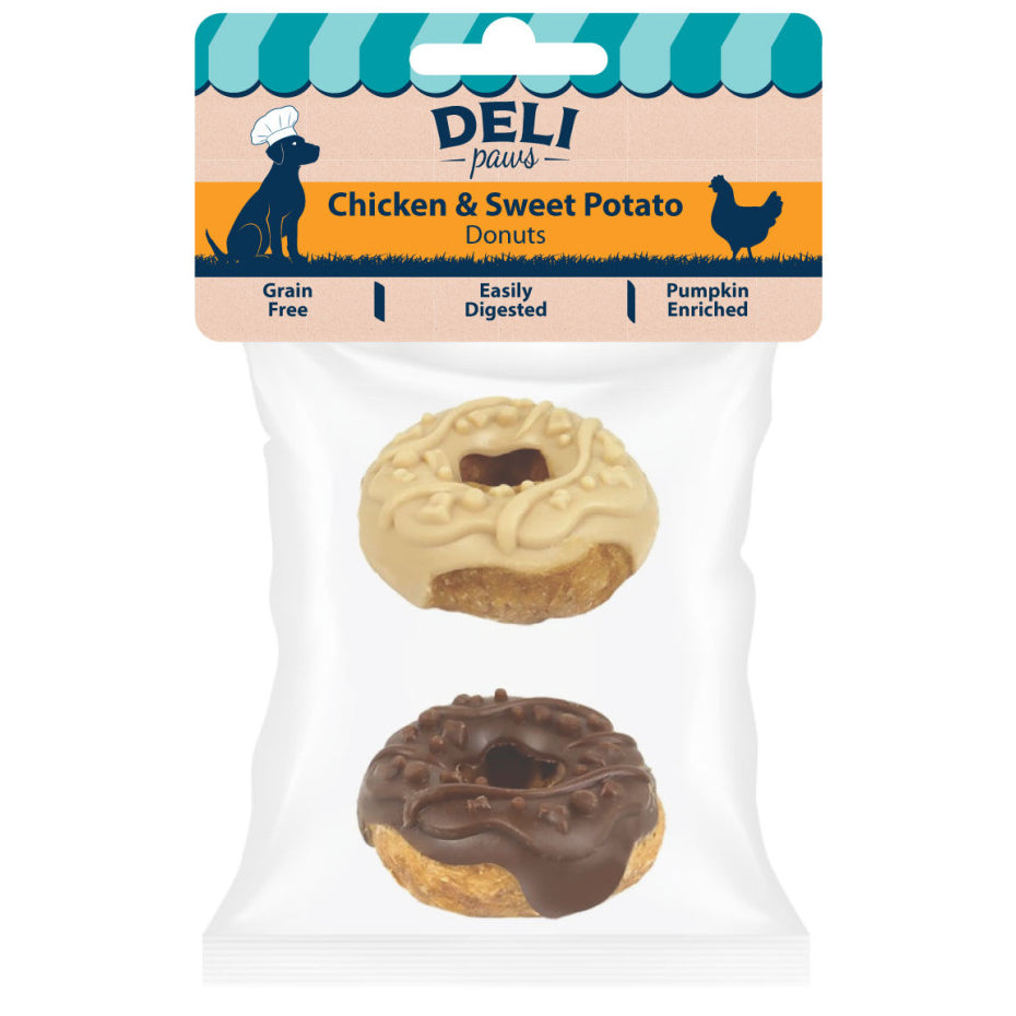 Deli Paws Donuts – Chicken & Sweet Potato Dog Treats 2pk