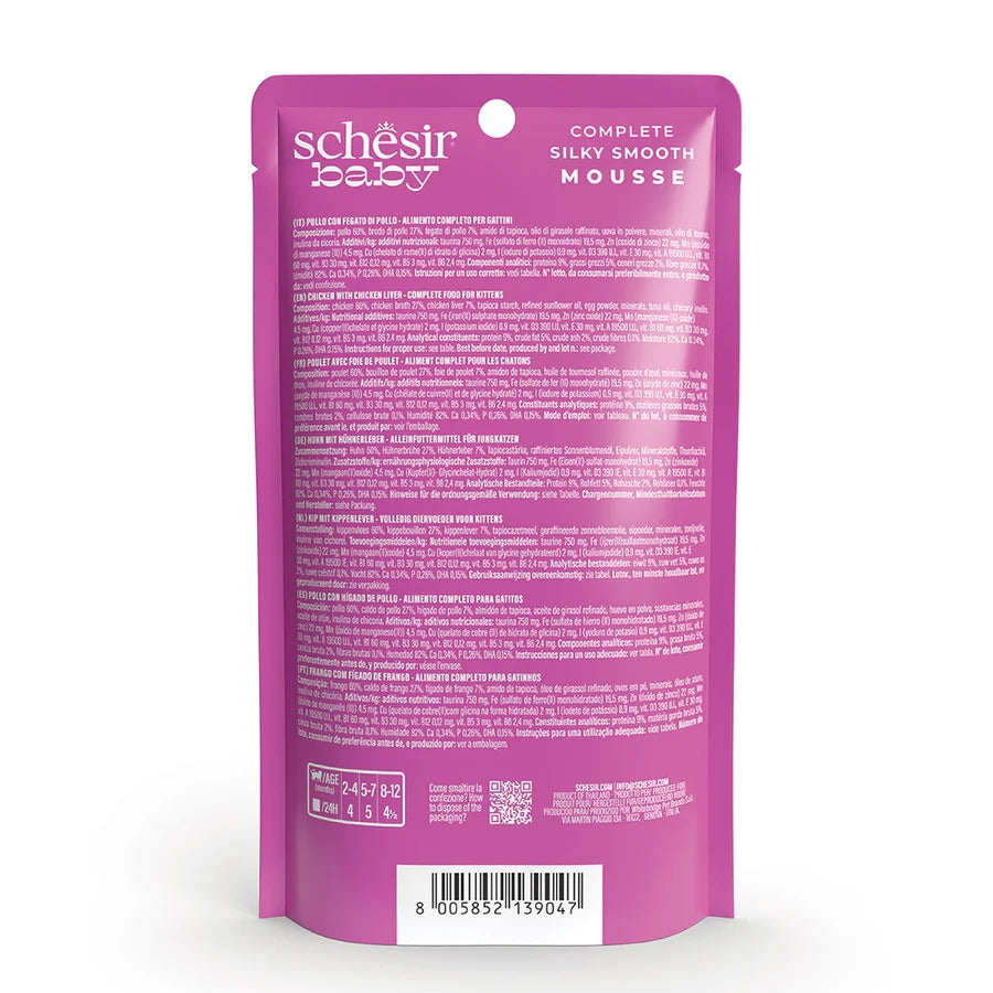 Schesir Kitten Baby Mousse Chicken with Chicken Liver 12 x 70g